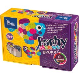 Tetis Farby plakatowe Tetis brokat kolor: mix 20ml 6 kolor. (KF003-A)