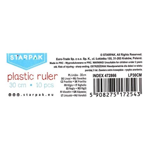 Starpak Linijka plastik Starpak 30cm (472865)