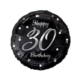 Godan Balon foliowy Godan Happy 30 Birthday, czarny, nadruk srebrny 18cal (FG-O30S)