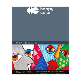 Happy Color Blok rysunkowy Happy Color miz media młody artysta A5 biały 200g 25k (HA 3720 1520-A25)