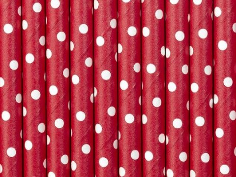 Partydeco Słomka Partydeco papierowe, czerwony, 19,5cm 10 szt (SPP2-007)
