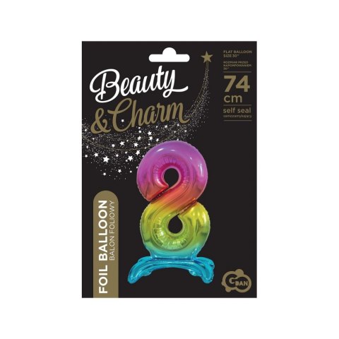 Godan Balon gumowy Godan Beauty&Charm cyfra stojąca tęczowa kolorowa 750mm 30cal (BC-AST8)