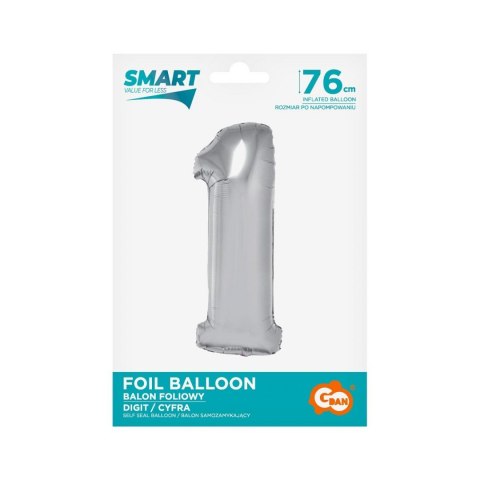 Godan Balon foliowy Godan Smart cyfra 1 srebrna 76cm (CH-SSR1)