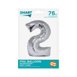 Godan Balon foliowy Godan Smart cyfra 2 srebrna 76cm (CH-SSR2)