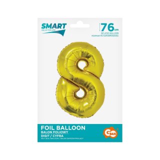 Godan Balon foliowy Godan Smart cyfra 8 złota 76cm (CH-SZL8)