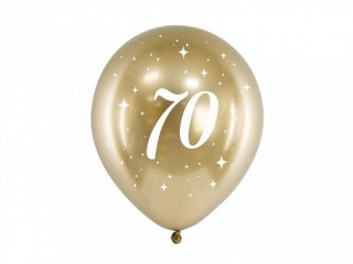 Partydeco Balon gumowy Partydeco Glossy 70 urodziny złoty 300mm (CHB14-1-70-019-6)