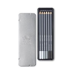 Winsor Ołówek Winsor zestaw węgli do szkicowania + metalowy piórnik (różne) (0490025)