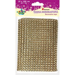 Titanum Taśma ozdobna Titanum Craft-Fun Series z kryształkami 120mm złota 1m (363478)