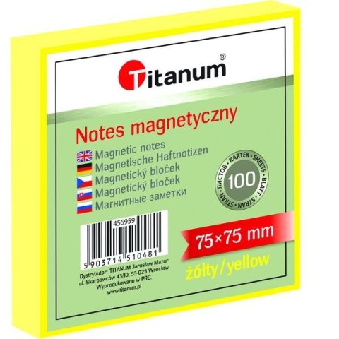 Titanum NOTES ELEKTROSTATYCZNY 75 X 75 MM 100 KARTECZEK ŻÓŁTY
