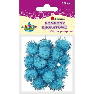 Titanum Pompony Titanum Craft-Fun Series brokatowe niebieski 15 szt (338527)