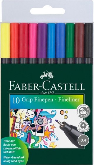 Faber Castell Cienkopisy Faber-Castell Grip Finepen 0,4 10 kolorów (FC151610)