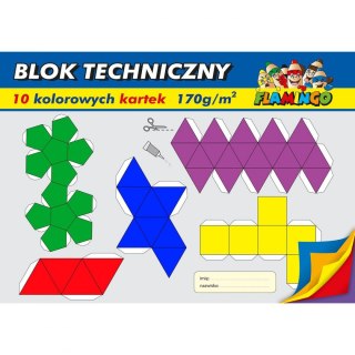 Flamingo Blok techniczny Flamingo kolorowy A4 10 kartek 170g/m?