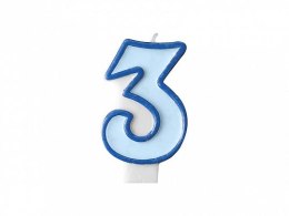 Partydeco Świeczka urodzinowa Cyferka 3 w kolorze niebieskim 7 centymetrów Partydeco (SCU1-3-001)
