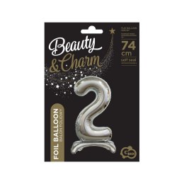 Godan Balon gumowy Godan Beauty&Charm cyfra stojąca srebrna Srebrny 30cal (BC-ASS2)