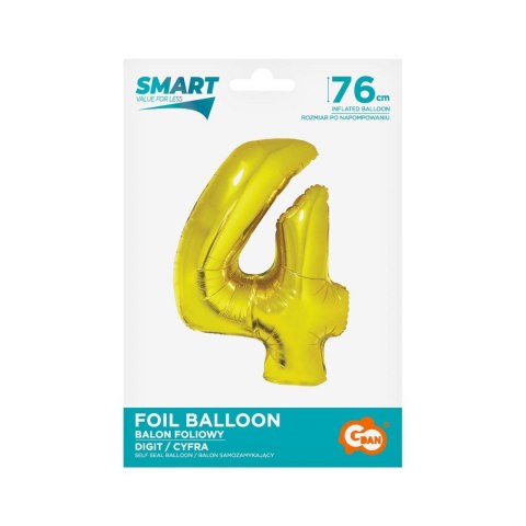 Godan Balon foliowy Godan Smart cyfra 4 złota 76cm (CH-SZL4)