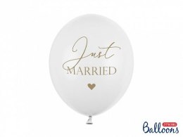 Partydeco Balon gumowy Partydeco Just Married, P. Pure White biały 300mm 12cal (SB14P-237-008-6)