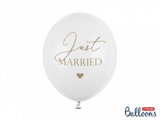 Partydeco Balon gumowy Partydeco Just Married, P. Pure White biały 300mm 12cal (SB14P-237-008-6)