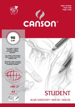 Canson Blok rysunkowy Canson Student A4 biały 90g 100k [mm:] 210x297 (100554858)