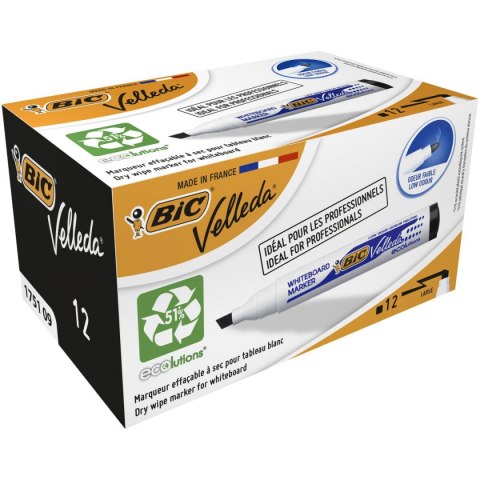 Bic Marker suchościeralny Bic Velleda Ecolutions 1751, czarny 3,7-5,5mm ścięta końcówka (904946)