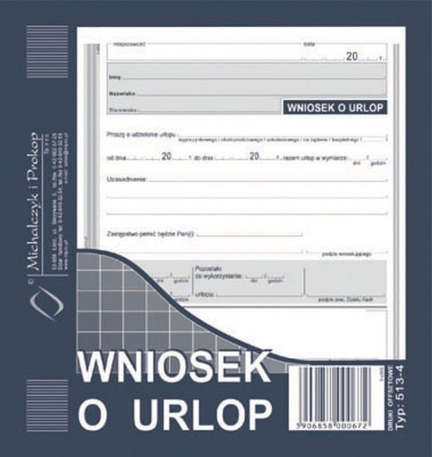 Michalczyk i Prokop Druk offsetowy Michalczyk i Prokop Wniosek o urlop 2/3 A5 40k. (513-4)