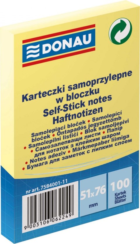 Donau Notes samoprzylepny Donau żółta 100k [mm:] 51x76 (7584001)