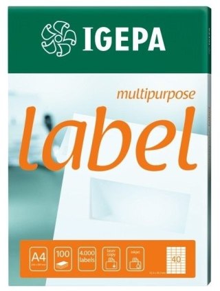 Igepa Etykieta samoprzylepna Igepa Label Multipurpose A4 biały [mm:] 105x74