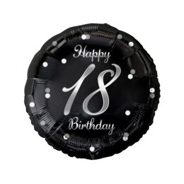 Godan Balon foliowy Godan Happy 18 Birthday, czarny, nadruk srebrny 18cal (FG-O18S)