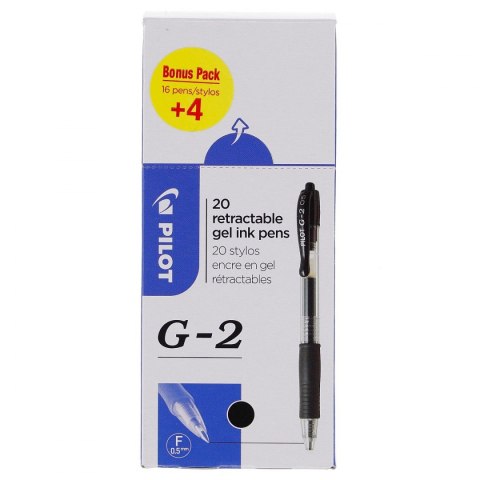 Pilot Długopis żelowy Pilot G2 czarny 0,25mm (PIBLG2-B-BOX-20)