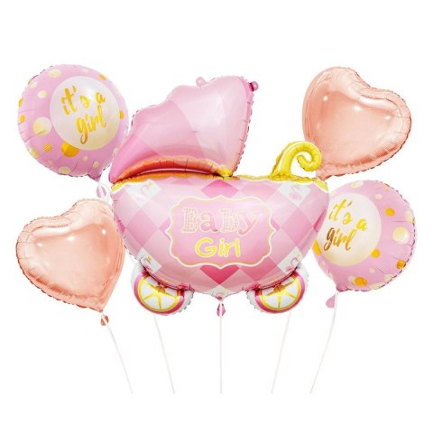 Godan Balon foliowy Godan zestaw 5 szt. wózek różowy (BZ-HWZR) Godan Balon foliowy Godan zestaw 5 szt. wózek różowy (BZ-HWZR)
