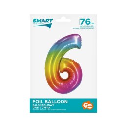 Godan Balon foliowy Godan Smart cyfra 6 tęcza 76cm (CH-STC6)