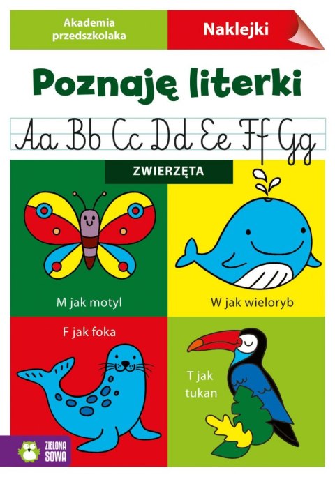 Zielona Sowa Książeczka edukacyjna Akademia przedszkolaka. Poznaję literki. Zwierzęta Zielona Sowa