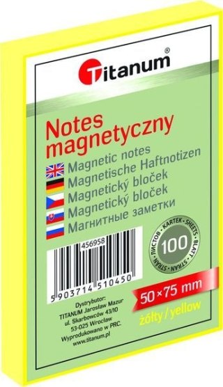 Titanum NOTES ELEKTROSTATYCZNY 50 X 75 MM 100 KARTECZEK ŻÓŁTY