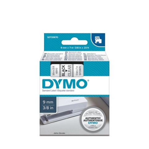 Dymo Taśma Dymo D1 9mm x 7m przezroczysta/czarny nadruk