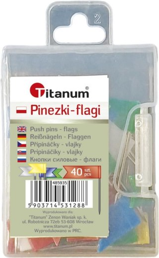 Titanum Pinezki Titanum plastikowe flagi kolor: mix 40 szt