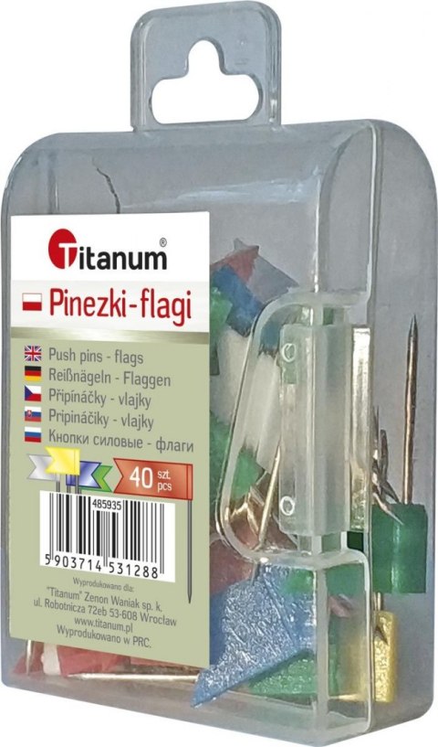 Titanum Pinezki Titanum plastikowe flagi kolor: mix 40 szt