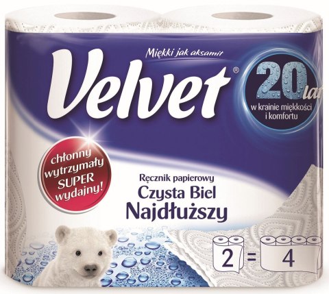 Velvet Ręcznik rolka Velvet Czysta Biel Najdłuższy kolor: biały