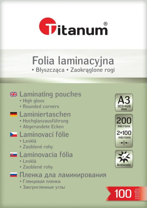 Titanum Folia do laminowania A3 przezroczysty 100mic. [mm:] 303x426 Titanum