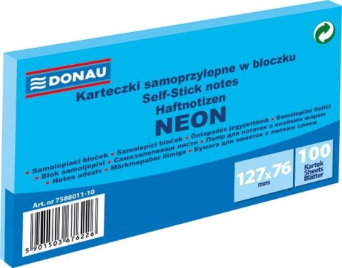 Donau Notes samoprzylepny Donau Neon niebieski 100k [mm:] 127x76 (7588011-10)