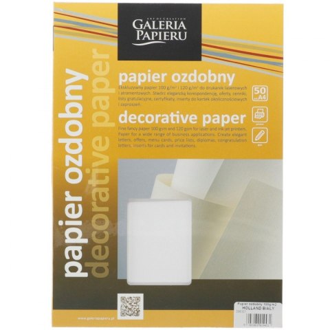 Galeria Papieru Papier ozdobny (wizytówkowy) Galeria Papieru holland A4 biały 100g (206301)