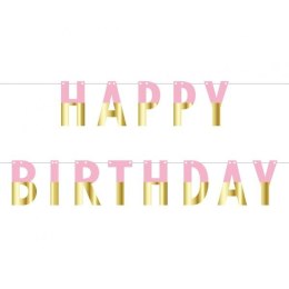 Godan Girlanda papierowa (zrób to sam) Happy Birthday, różowo-złota, dł. 160 cm Godan (PF-GURZ)