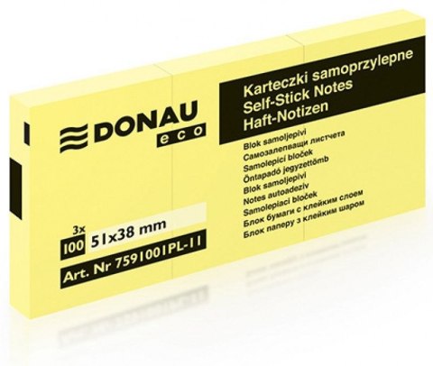 Donau Notes samoprzylepny Donau Eco żółty 100k [mm:] 38x51 (7591001PL-11)