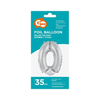 Godan Balon foliowy Godan cyfra 0 srebrny 35 cm (FG-C35S0)