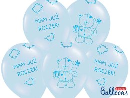 Partydeco Balon gumowy Partydeco gumowy niebieski mam już roczek 30 cm/6 sztuk niebieski 300mm (SB14P-221-011-6)