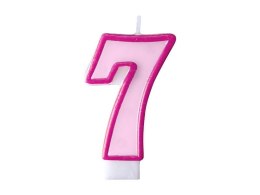 Partydeco Świeczka urodzinowa Cyferka 7 w kolorze różowym 7 centymetrów Partydeco (SCU1-7-006)