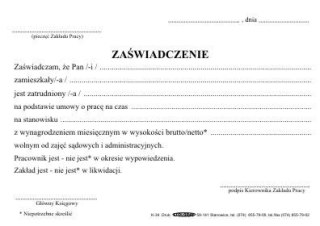 Stolgraf Druk offsetowy Stolgraf Zaświadczenie o zarobkach A6 100k. (K34)