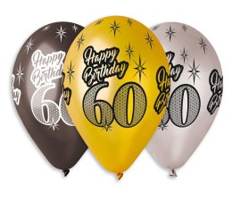 Godan Balon Premium Happy Birthday 60 metaliczny 12`/6 szt