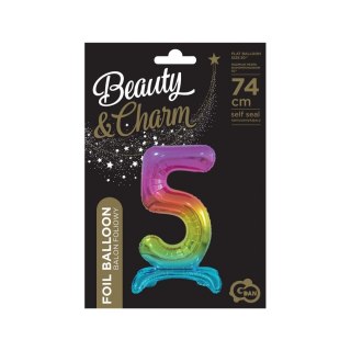 Godan Balon gumowy Godan Beauty&Charm cyfra stojąca tęczowa tęczowy 30cal (BC-AST5)