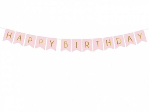 Partydeco Girlanda Baner Happy Birthday, j. różowy, 15 x 175 cm Partydeco (GRL57-081J)