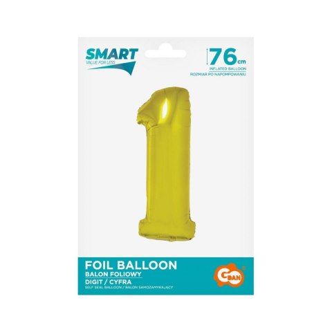 Godan Balon foliowy Godan Smart cyfra 1 złota 76cm (CH-SZLI)