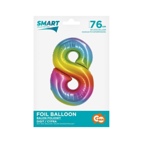 Godan Balon foliowy Godan Smart cyfra 8 tęcza 76cm (CH-STC8)